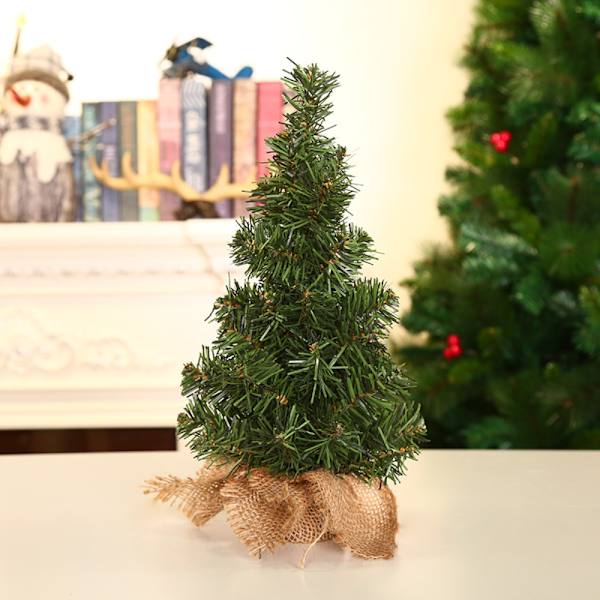 Miniature juletræer Mini Pine Tree Burlap Wood Base