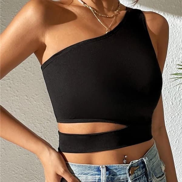 One Shoulder Crop Top ärmlöst linne M M