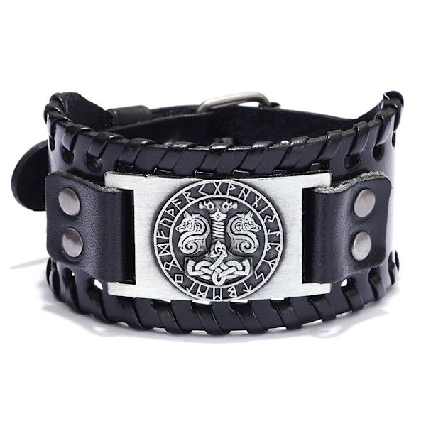 Viking Armband Bred Armband SVART HAMMAR HAMMER Black Hammer-Hammer