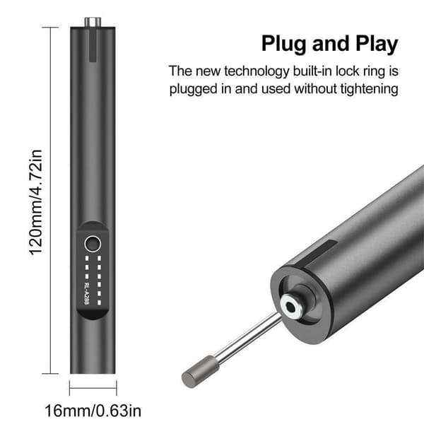 Træbearbejdning Gravering Pen Mini trådløs boremaskine SORT Black