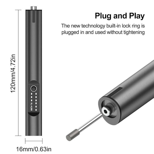 Trebearbeiding Gravering Pen Mini Wireless Drill SORT Black