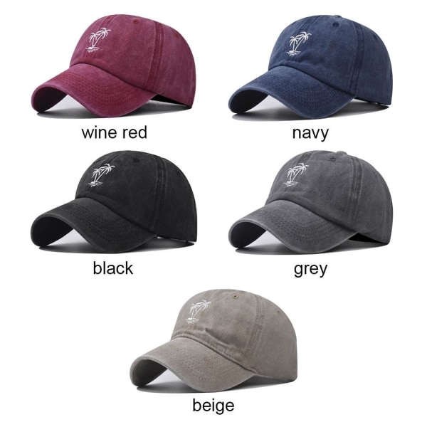 Coconut Tree Brodery Baseball Caps Distressed Faded Cap NAVY navy