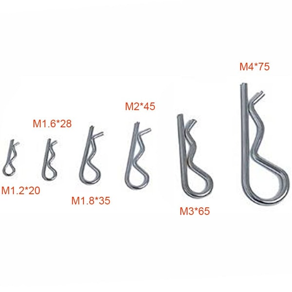 24-pack Sortiment av Splintstift, Vågböjningsclips, Hållande Splintstift