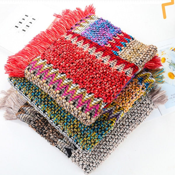 Mongolisk Poncho Cardigan Tofs Sjal ROSA pink