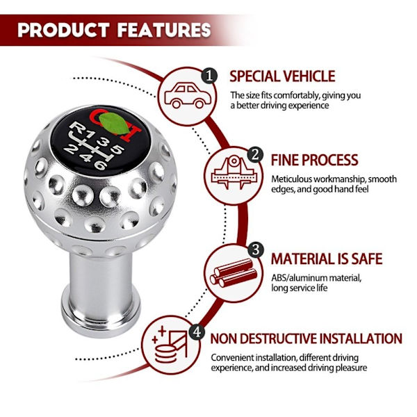 Gear Shift Shift Knott Manuell Trans SILVER Silver