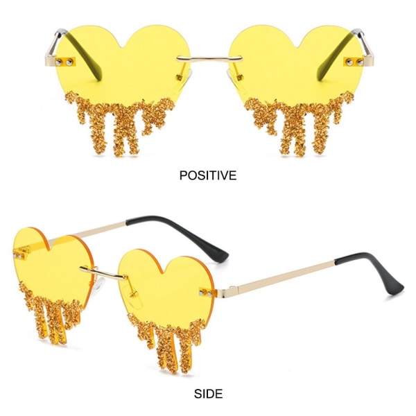 Solbriller til kvinder Hjerte med tårer formet GUL Yellow