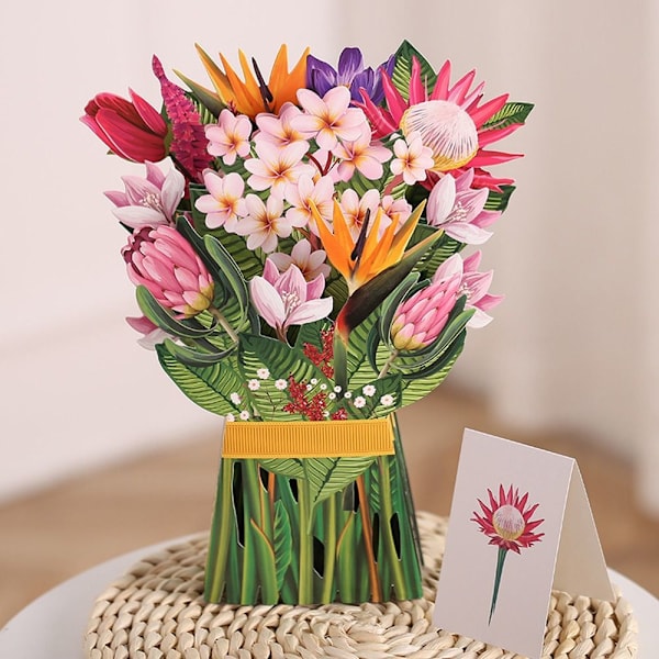 3D pop-up buket papirblomster 4 4 4