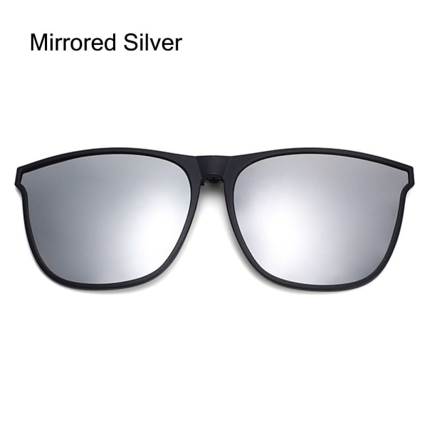 Polariserad Clip On Solglasögon Mäns Bilförare Goggle SPEGLADE Mirrored Silver