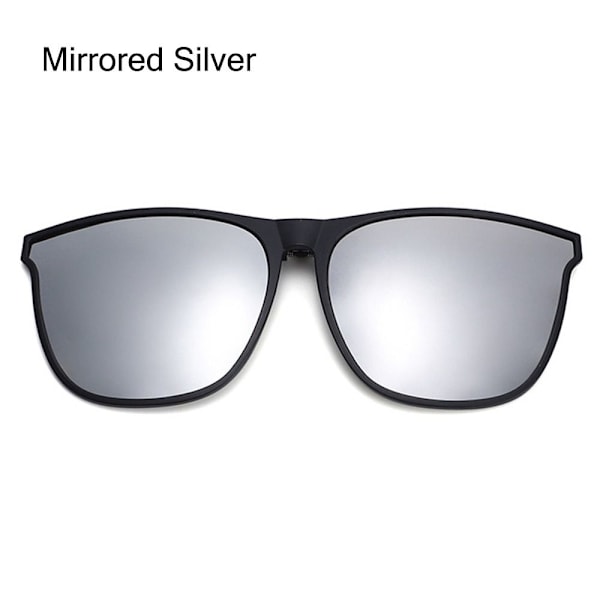 Polariseret Clip On Solbriller Mænds bilførerbrille SPEJLET Mirrored Silver