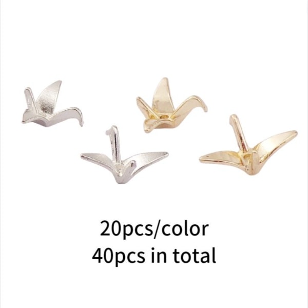 40 st Papperskranform Legering Spacer Beads 3D Origami Crane