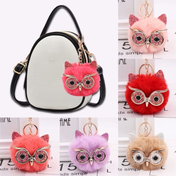 2 stk Owl Plysj nøkkelring Håndveske Nøkkelring RØD Red
