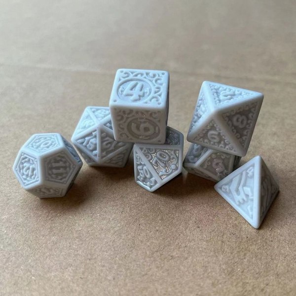 7 Stk/sæt DND Terninger Polyhedral Terninger SORT SORT black