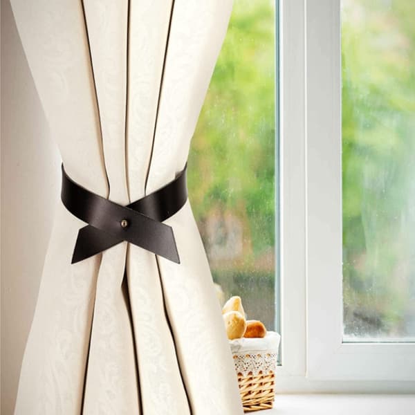 2 stk Gardinbind til gardiner Små Gardinbindere Læder Black 2 Pcs-2 Pcs