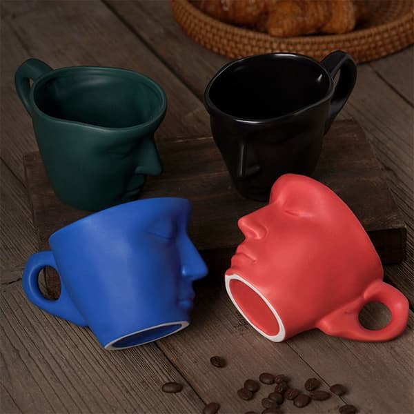 Keramisk ansiktskrus Thinker Coffee Cup SVART Black