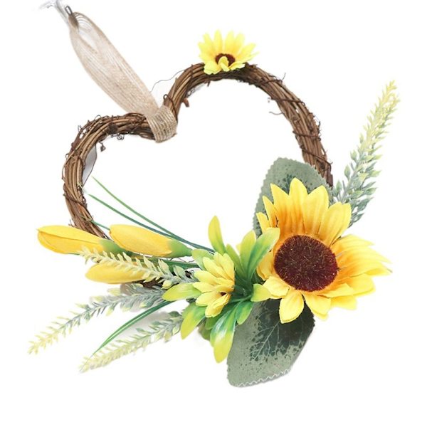 Sydänseppeleen koristelu Keinotekoinen pioni-kukkaseppele Sunflower