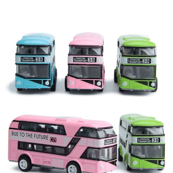 Double Decker Bus Legetøj Model Pull Back Legetøj BLÅ Blue