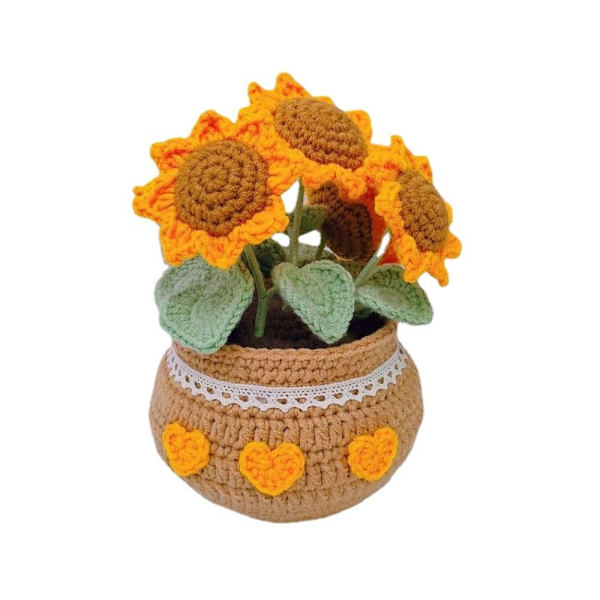 Hæklesæt Blomster Hæklesæt SOLSSIKKE B SOLSNIKKE B Sunflower B potted