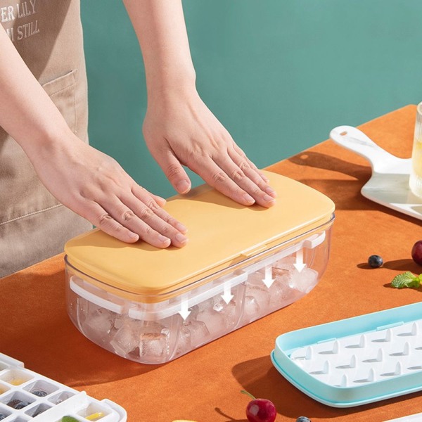 24 Grids Ice Cube Container Box Press Typ Ice Cube Maker GUL yellow