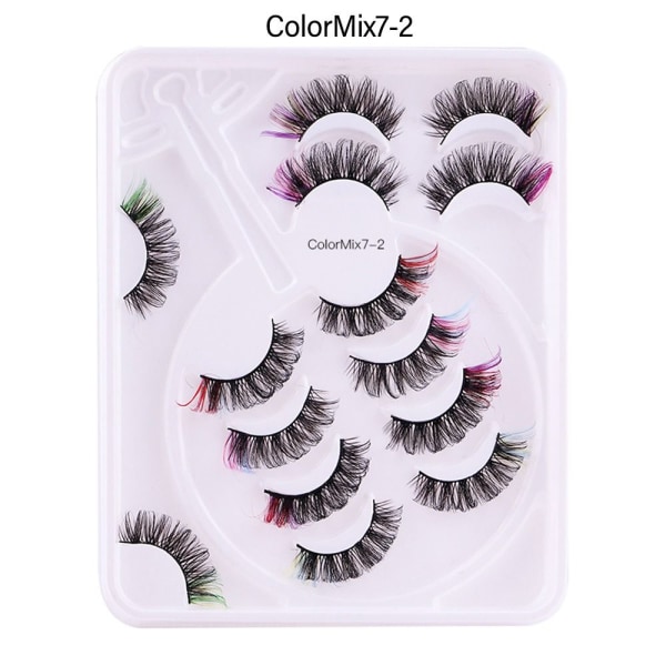 Fargede vipper Faux Mink Lashes Russiske stripevipper ColorMix7-2