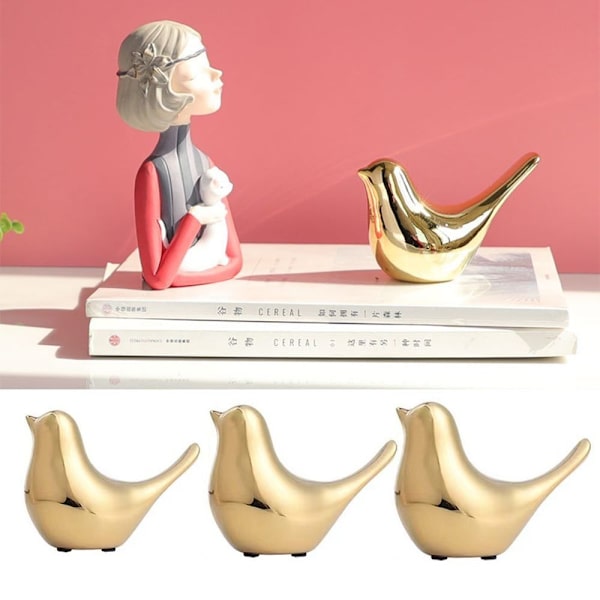 2 STK Keramiska fågel Keramiska ornament SVART L black L