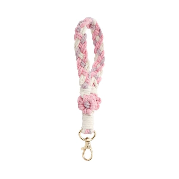 Håndledd nøkkelring Blomst Macrame ROSA Pink