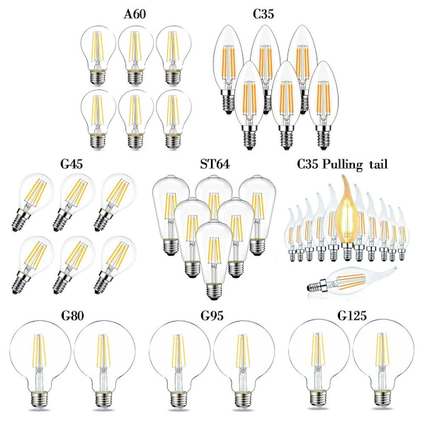 LED-glödlampa Vintage Bulb C35 PULLING TAIL C35 PULLING TAIL C35 Pulling  tail