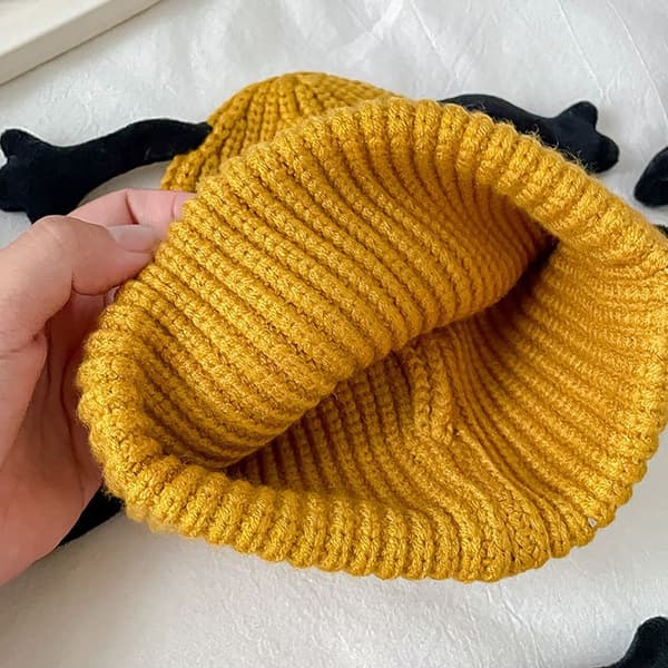 Børnemanchetstrik Beanie strikkehue Hat SORT black