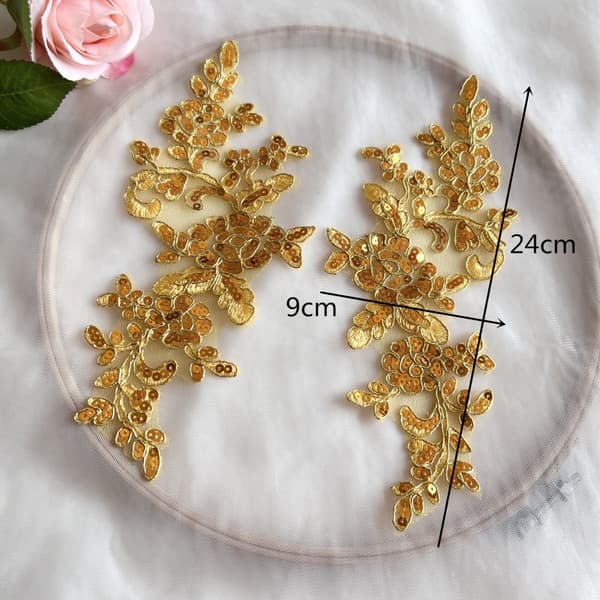 2 par broderi paljettspets