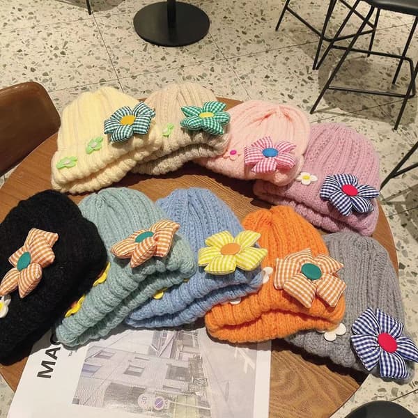 Børnemanchetstrik Beanie strikkehue Hat GRÅ grey