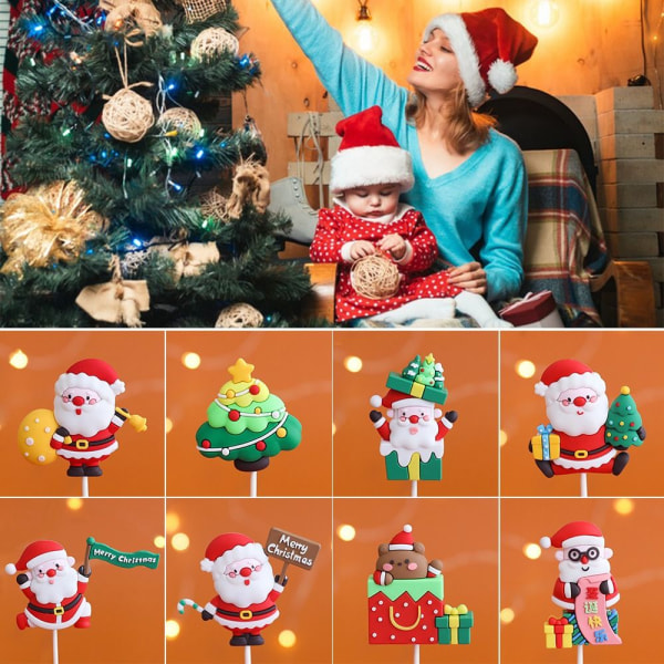 1/5 STK Christmas Cake Toppers Glædelig jul 5 5 5