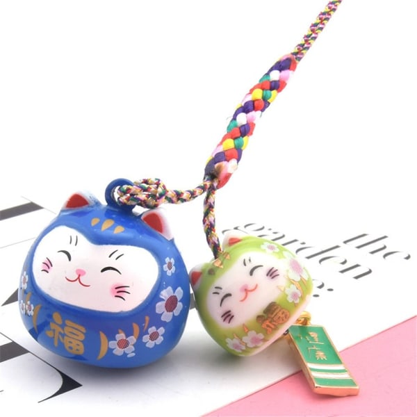 Dobbelt Lucky Cat anheng Japansk Lucky Cat Cat Ornament SVART Black