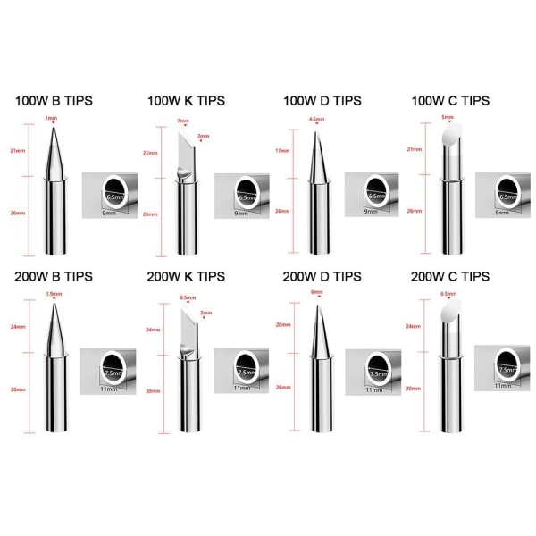 900M svetsspetsar Lödkolvhuvud 200W K TIPS 200W K TIPS 200W K Tips