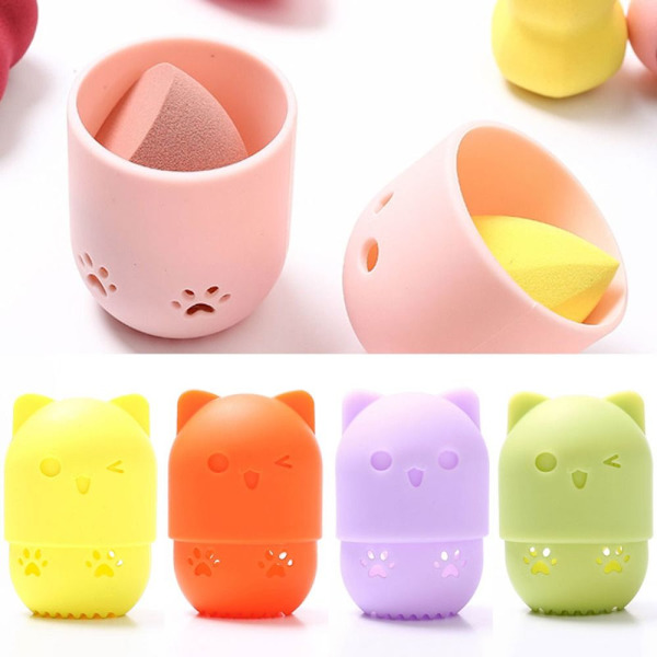 2 STK Powder Puff Holder Makeup Svampbeholder GRØNN green