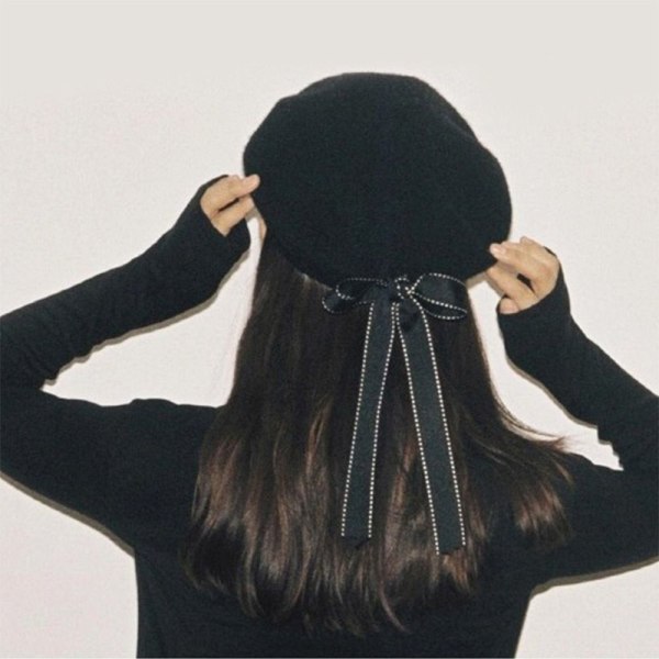 Sløjfe Baret Caps Maler Hat SORT black