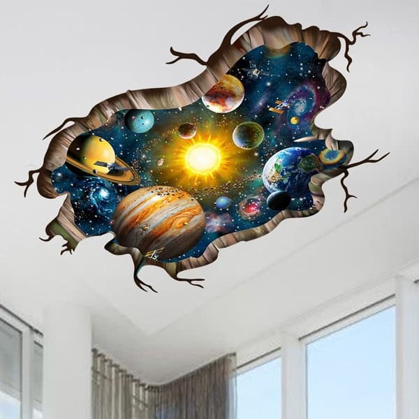 3D Galaxy Planets Väggdekaler krossade solsystemet