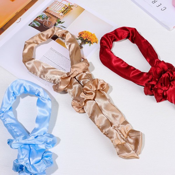 Heatless Curl Ribbon Pannband Lazy Curler WINE RED Wine Red