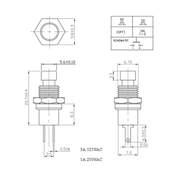12ST Mini Circular Push Button Switch Momentary Switch