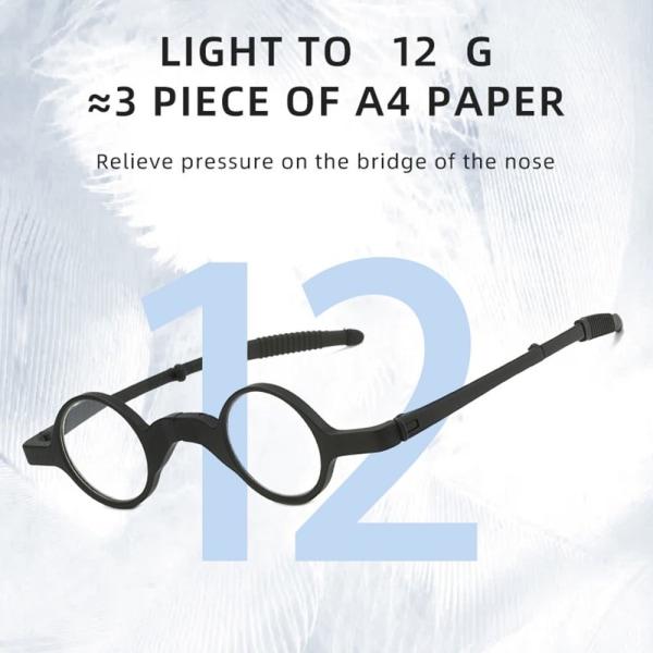 Vikbara läsglasögon med dragkedja Case hängande påse Black Strength 2.0x-Strength 2.0x
