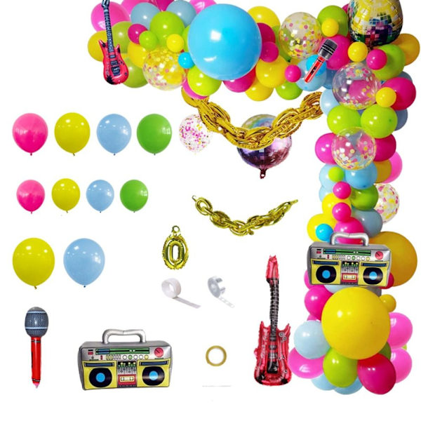 Takaisin 90-luvun 80-luvun teemajuhliin Balloon Garland Arch Kit