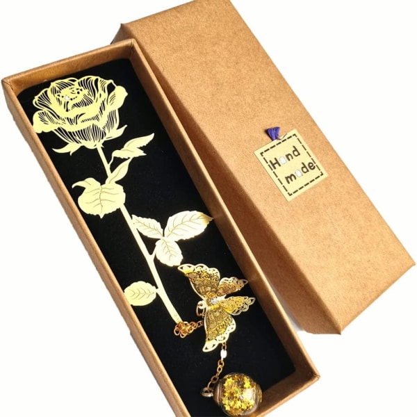 Metallinen Golden Rose Kirjanmerkit Ainutlaatuinen sivumerkki Kukka Kirjanmerkki
