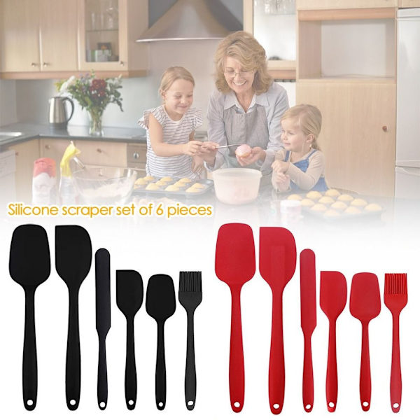 6 Stk Silikonespatel Bagespatel SORT Black