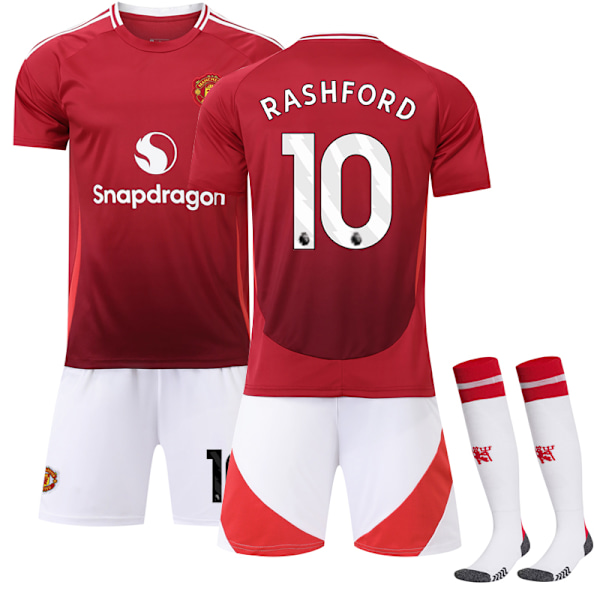 2024-2025 Manchester United Home Kids Football Shirt Kit No.10 Rashford adult XS