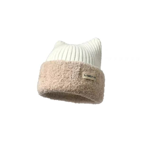 Cat Ear Hat Stickad mössa BEIGE beige