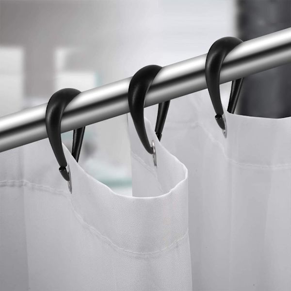 24 Stk Badeforhængskroge Badeforhængsringe Badeforhæng Black 24 Pcs-24 Pcs