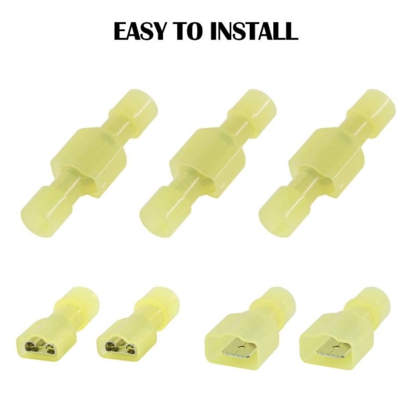 100 kpl Spade Wire Connectors Pikakatkaisupuristusliitin yellow