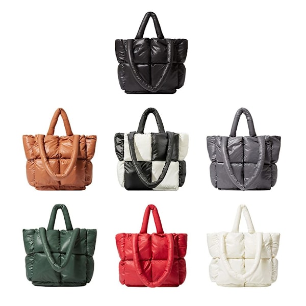 Puffer Bag Quiltet Tote Bag for Dame GRØNN GRØNN Green