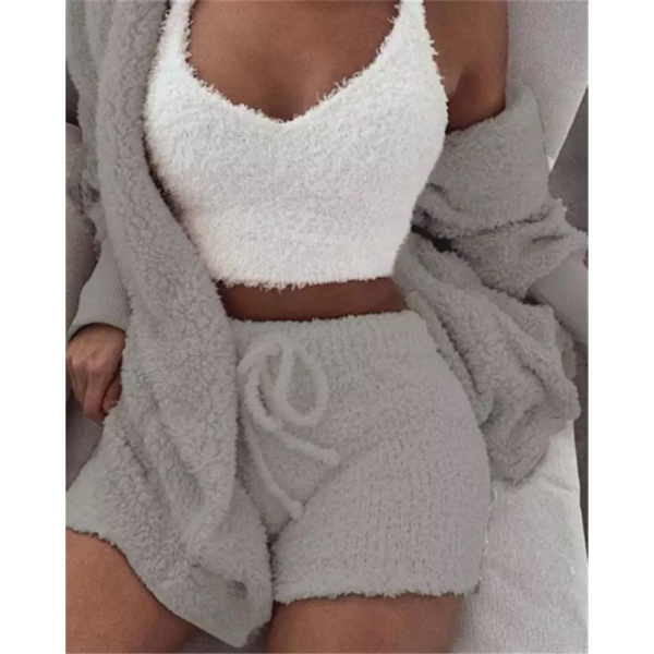 Set 3-osainen fleecepyjamat GREY M Grey M
