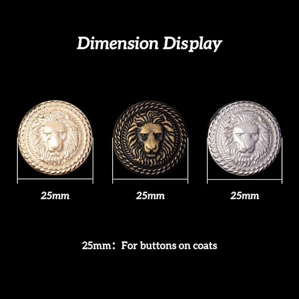 Lion Button Retro Button Metallknappar