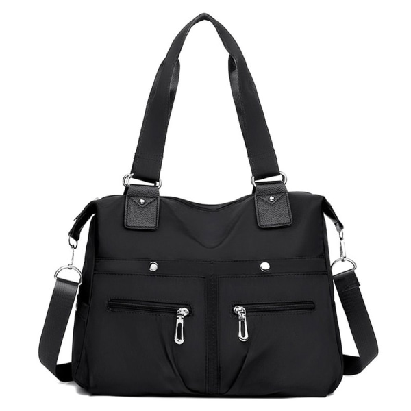 Stor kapasitet Skulderveske Vanntett Multi Pocket Dame Tote Nylon Bag Grey