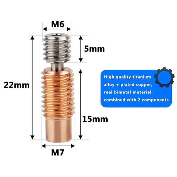 2stk Oppgradering Bi-metall heatbreak V6 Hotend A A A